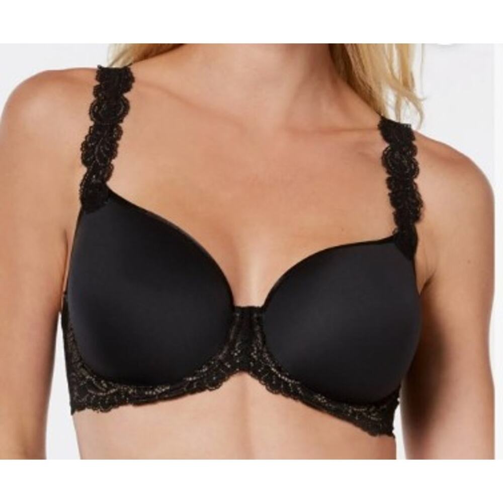 Wacoal Black Vivid Encounter Lace-Trim Contour Underwire Bra Size 32DDD 853395